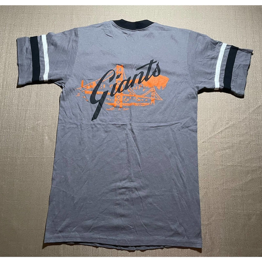 San Francisco GIANTS Augusta Women’s Medium M T-Shirt Gray Black “P” Front